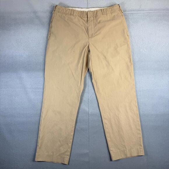 Ralph Lauren Other - Polo Ralph Lauren Silk Blend Buckle Back Pants Mens 34x27 Tan Straight Leg